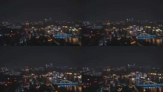 福州夜景航拍闽江两岸城市建筑风光福州大景高清在线视频素材下载