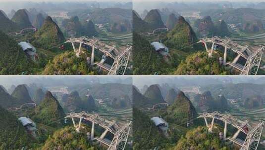 广西桂林阳朔如意峰空中索道缆车高清在线视频素材下载