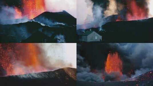 80-90年代自然灾害活火山爆发火山岩喷射高清在线视频素材下载