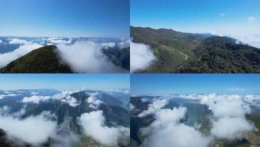 4K长江三峡巫峡峡谷河流山峰云海航拍视频高清在线视频素材下载