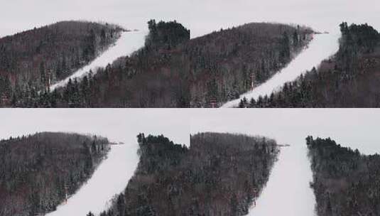 航拍黑龙江伊春梅花山滑雪场雪景高清在线视频素材下载