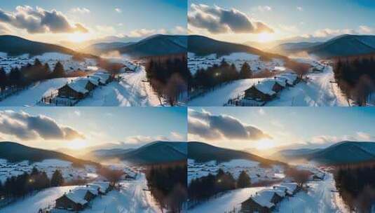 「有版权」航拍中国雪乡4K高清在线视频素材下载