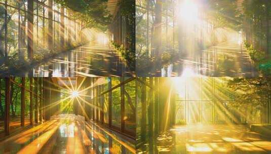 唯美室内光线 金色光线 日落 日出 光影高清在线视频素材下载