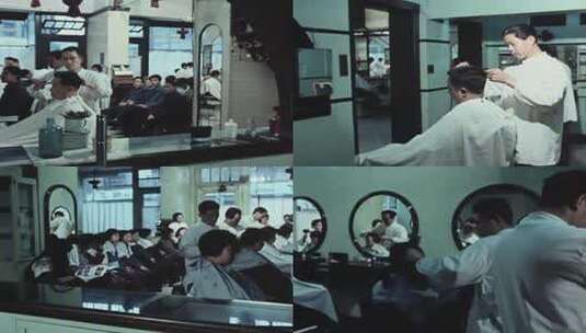 70年代80年代国营理发店历史素材高清在线视频素材下载