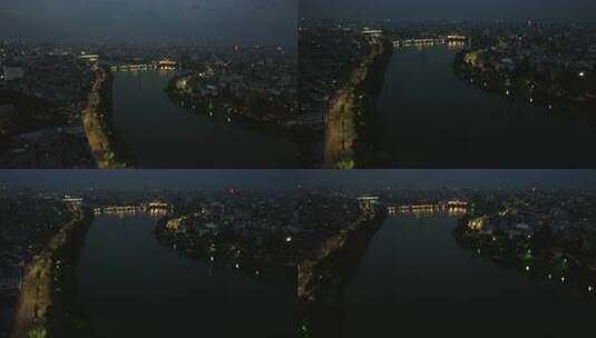 城市河流夜景俯瞰高清在线视频素材下载