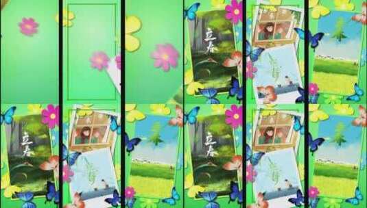 绿色花朵蝴蝶立春视频ae模板踏春高清AE视频素材下载