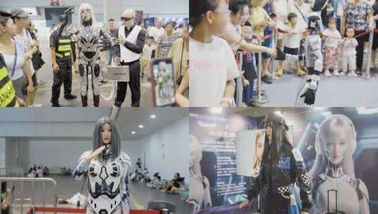 人形机器人智能AI机器人大会科技高清在线视频素材下载