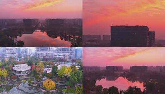 算力小镇4K朝霞成片（无背景音乐）高清在线视频素材下载