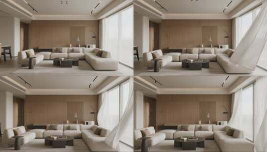 现代侘寂风客厅家居生活高级感动画高清在线视频素材下载