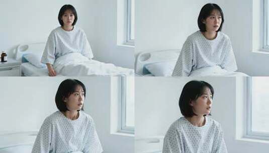 病房里绝望的女孩压抑孤独医疗场景高清在线视频素材下载