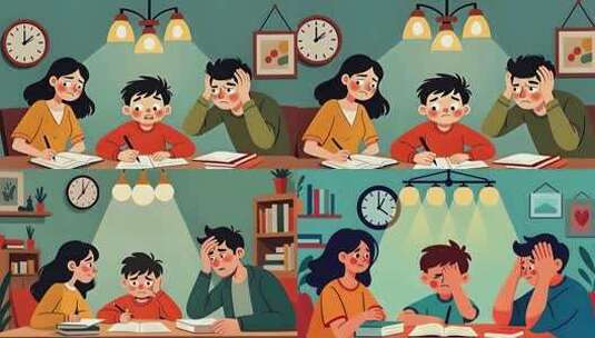 家庭作业辅导的崩溃瞬间高清在线视频素材下载