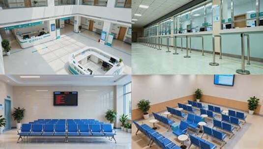 社区医院门诊挂号候诊区康复病房展示高清在线视频素材下载