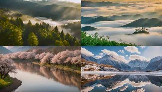 自然风景晨雾大自然森林高清在线视频素材下载