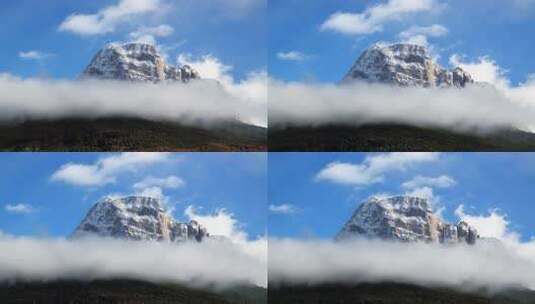 航拍雪山云雾环绕风景高清在线视频素材下载
