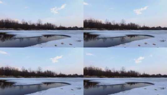 冰雪、河流、蓝天、白云、高清在线视频素材下载