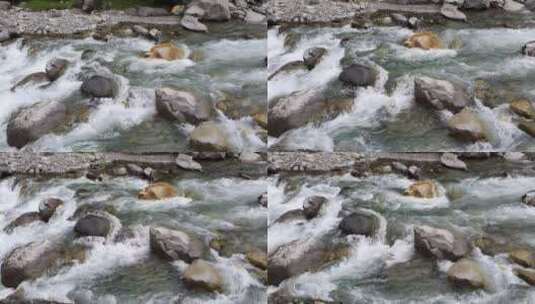 在岩石床上倾泻的河流高清在线视频素材下载