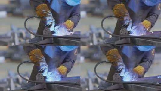 电焊 工厂 工匠 生产 焊接 车间 制造业高清在线视频素材下载