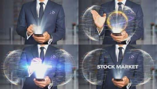 商人操作科技股票概念图高清在线视频素材下载