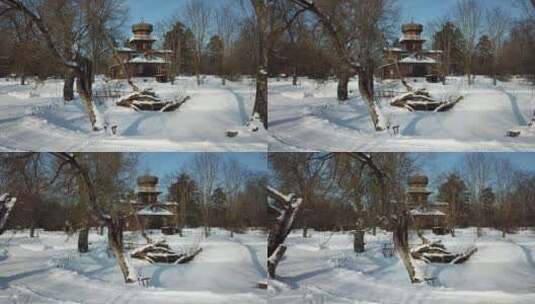 霜冻的乡村庄园景观高清在线视频素材下载