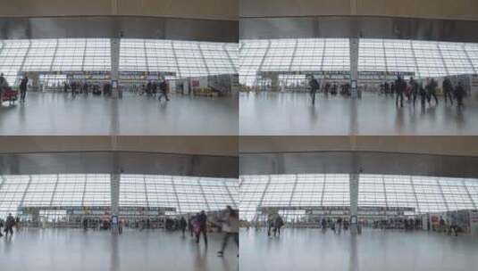 人在机场步行的延时拍摄高清在线视频素材下载