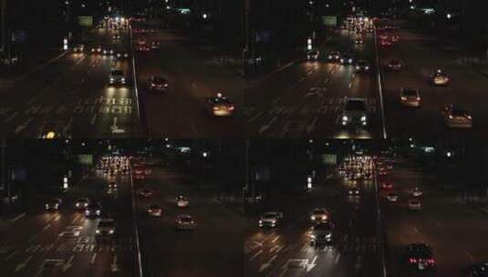 夜晚城市交通航拍高清在线视频素材下载