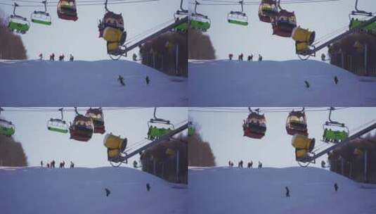 滑雪场缆车高清在线视频素材下载