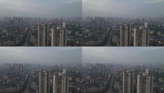 航拍城市雾霾天气高清在线视频素材下载