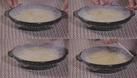 小米和面擀面片切面片制作锅巴高清在线视频素材下载
