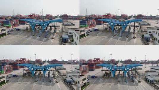 武汉阳逻港，武港国际门头岗亭环绕镜头高清在线视频素材下载