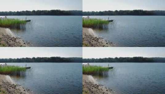 湖中的小码头高清在线视频素材下载