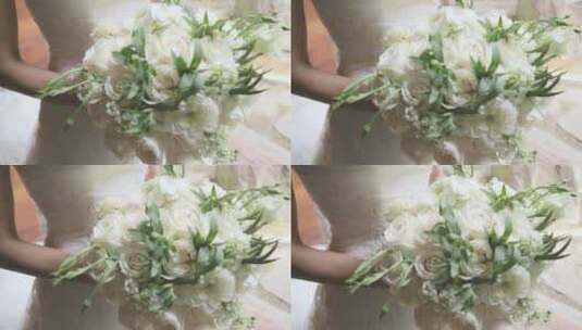 新娘在婚礼上手捧的花束高清在线视频素材下载