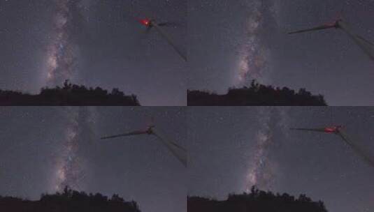 原创罗定风车山星空银河延时摄影4K高清在线视频素材下载