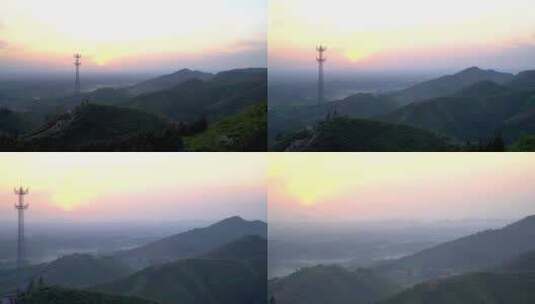 山区日落夕阳景观 4k航拍 变焦拍摄高清在线视频素材下载