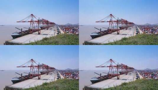 上海洋山港延时 国际集装箱货运码头场景高清在线视频素材下载