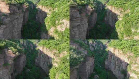 洛阳龙潭大峡谷旅游生态森林河流航拍景点高清在线视频素材下载