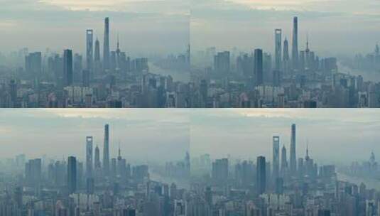 上海陆家嘴金融城航拍高清在线视频素材下载