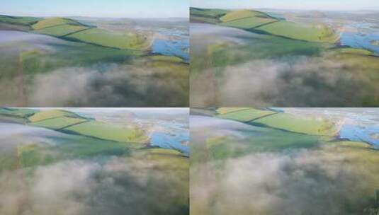 航拍呼伦贝尔根河湿地晨雾-058高清在线视频素材下载