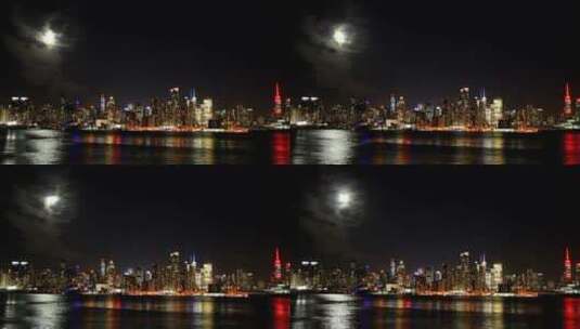 城市上空的月光高清在线视频素材下载