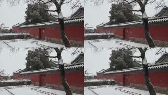 北京颐和园雪中的红墙高清在线视频素材下载