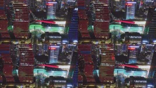 晚上杭州滨江市区现代建筑航拍高清在线视频素材下载