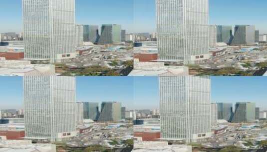 城市航拍济南金融中心竖屏航拍高清在线视频素材下载
