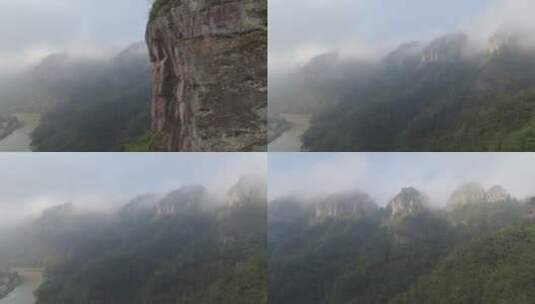 大山雾气 大山航拍高清在线视频素材下载