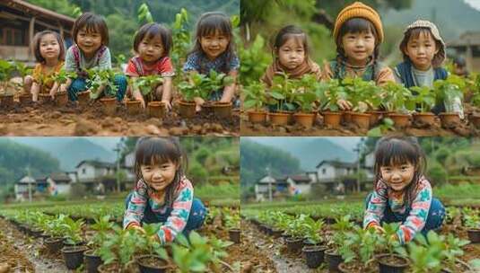 植树造林从小孩开始 植树节小树苗绿色环保高清在线视频素材下载