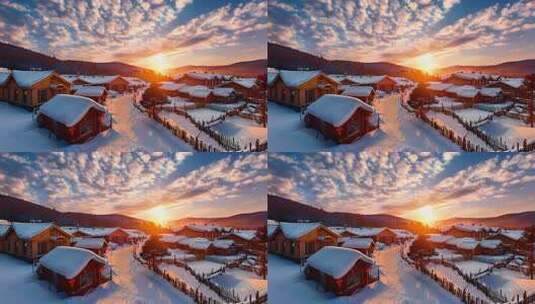 「有版权」航拍中国雪乡4K高清在线视频素材下载