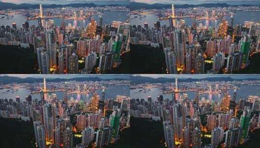 香港维多利亚港夜景航拍高清在线视频素材下载
