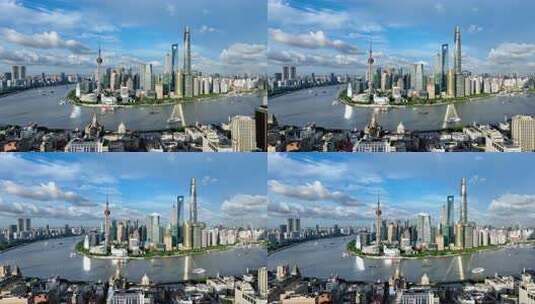上海陆家嘴外滩全景俯瞰高清在线视频素材下载
