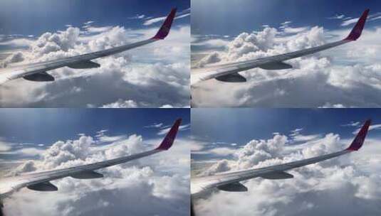 民航飞机穿越云层俯拍地面视频高清在线视频素材下载