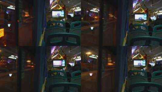 公交车夜景高清在线视频素材下载