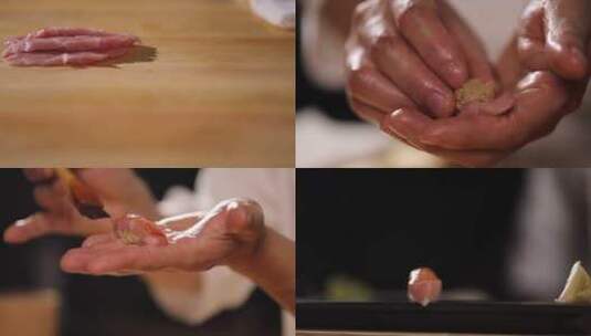 日式料理做寿司手握寿司 日料师傅高清在线视频素材下载