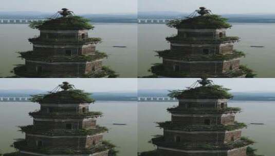 航拍湖北宜昌天然塔古建筑高清在线视频素材下载